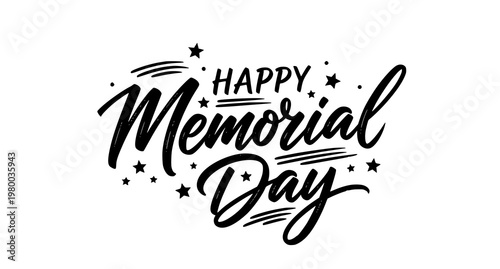 Fotografi A vector graphic illustration of Happy Memorial Day in a decorative style