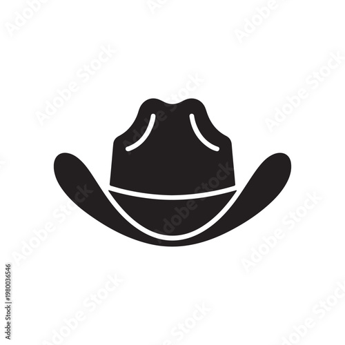 Cowboy Hat Silhouette Vector Icon – Western Hat Black Illustration