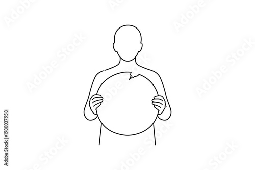 Person holding a broken circle, symbolizing incompleteness or a flawed concept