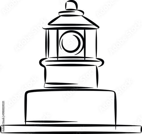 Simple line drawing of a maritime navigation lighthouse beacon structure used for coastal marine safety guidance