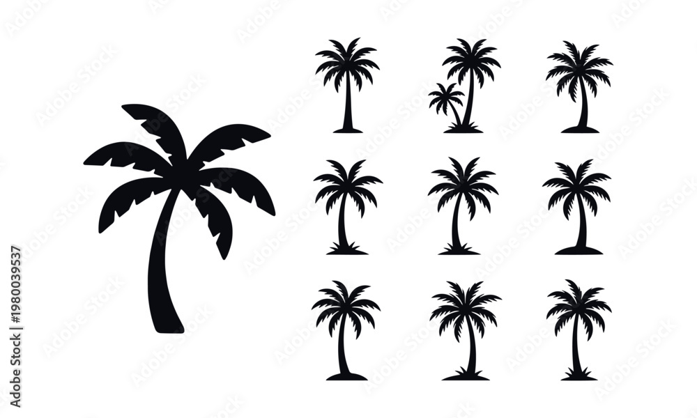 Obraz premium Palm Tree Silhouette Icon – Minimal Vector Illustration