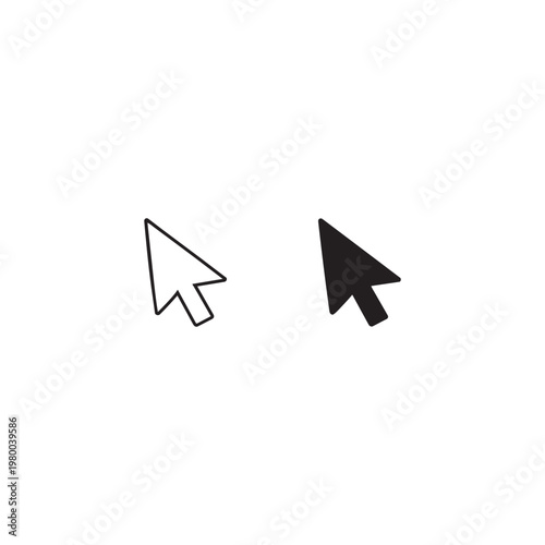 Mouse Cursor Icons Set — Outline and Solid Black Arrow Pointers for UI and Navigation