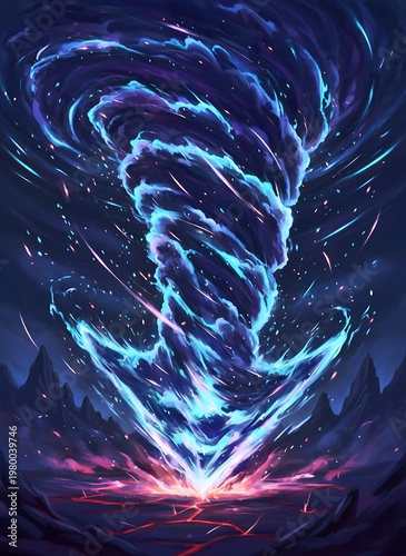 Cosmic Energy Tornado Forming Arrow Shape Symbolizing Power And Direction