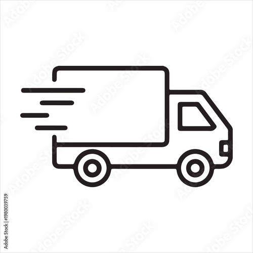 Fast delivery truck icon with motion lines for speed