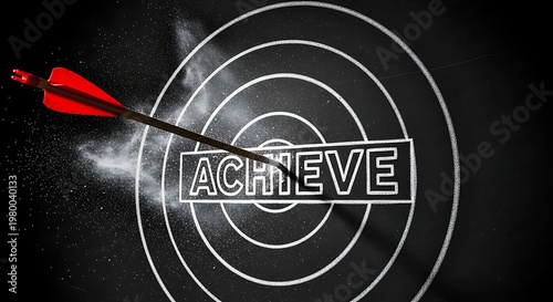 Red Arrow Hitting Target With Achieve Text Symbolizing Success And Goals