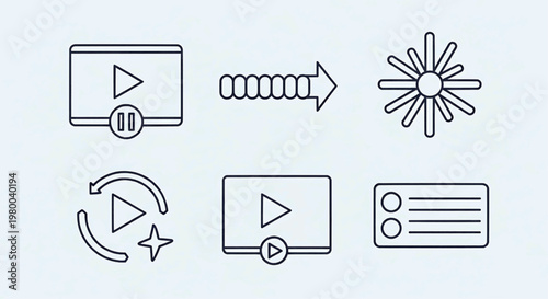 The graphic design interface shows various icons for media playback and editing tools.