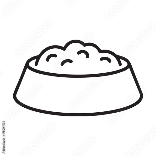 Simple outline icon of a bowl filled with pet food or kibble