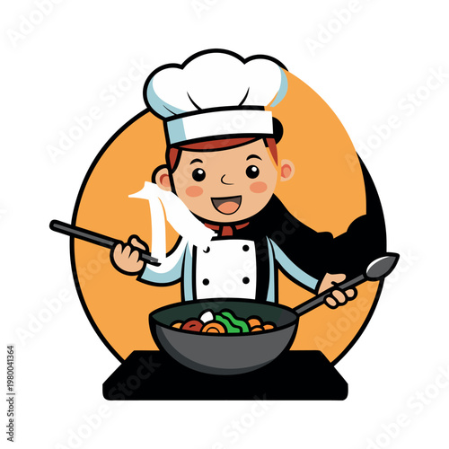 Head chef cooking gourmet dish for dinner service in restaurant professional kitchen