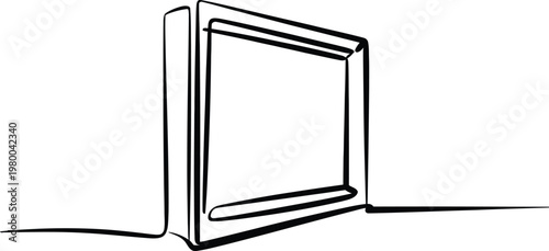 Minimalist line drawing of a retro television set showing a simple vintage electronics communication device