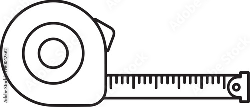 Measuring tape vector illustration in black and white representing dimension tools construction equipment engineering measurement and professional hardware