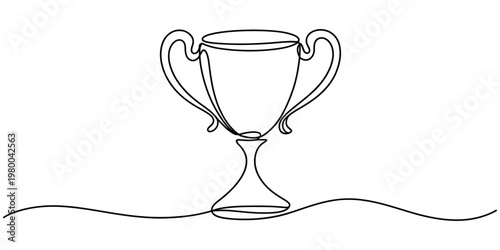 continuous one line drawing Two empty wine glasses trophy cup vector illustration isolated on white background