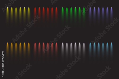 Colorful Neon Light Streaks Glow Effects Collection on Dark Background