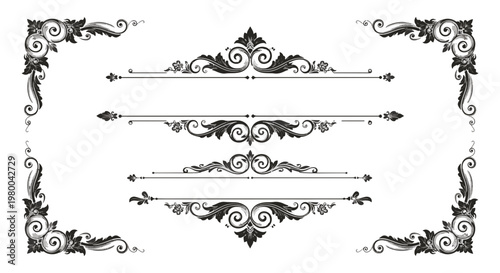 Elegant Classic Ornamental Decor Frames and Dividers for Vintage Design Projects
