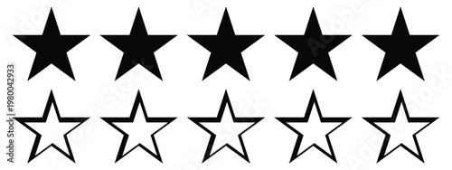 abstract black five star icon, five star rating review sign, five star symbol vector illustration.