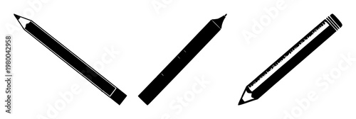 Pencil and ruler set with solid black icon on white background featuring design, geometry, illustration with measurement and drawing