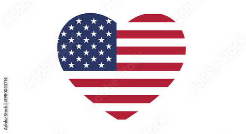 American flag heart shape symbol of patriotism and love for USA.