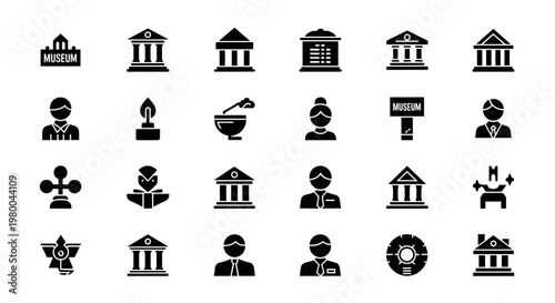 Collection of museum and art gallery related icons for design