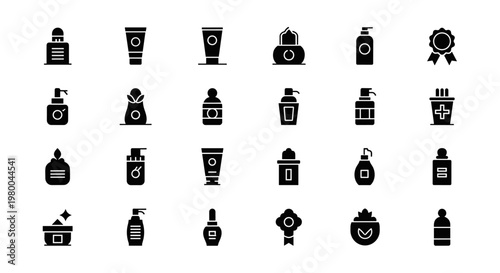 Collection of cosmetic and skincare product icons in a clean, modern style