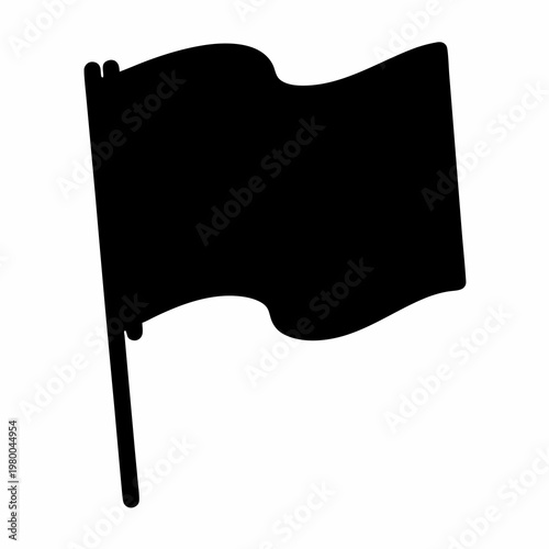 A simple black flag waves in the wind, a vector illustration