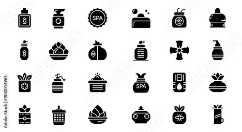 Collection of spa and beauty treatment icons for wellness and self-care applications