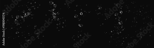 Clear soap bubbles with shimmer and dynamic water fizz on dark background.