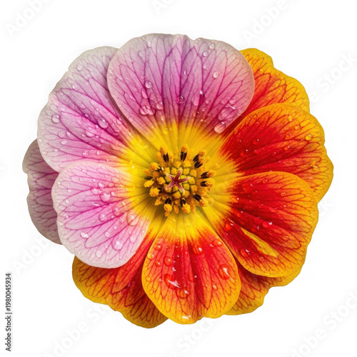 Vibrant pink and yellow gerbera daisy flower isolated on transparent background