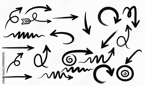 A Collection of Hand-Drawn Arrows in Various Styles for Design Projects