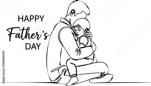 Touching father's day sketch a loving embrace between father and child celebrating parenthood