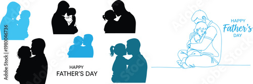 Abstract hand silhouettes and figures a collection of blue and black shapes with text