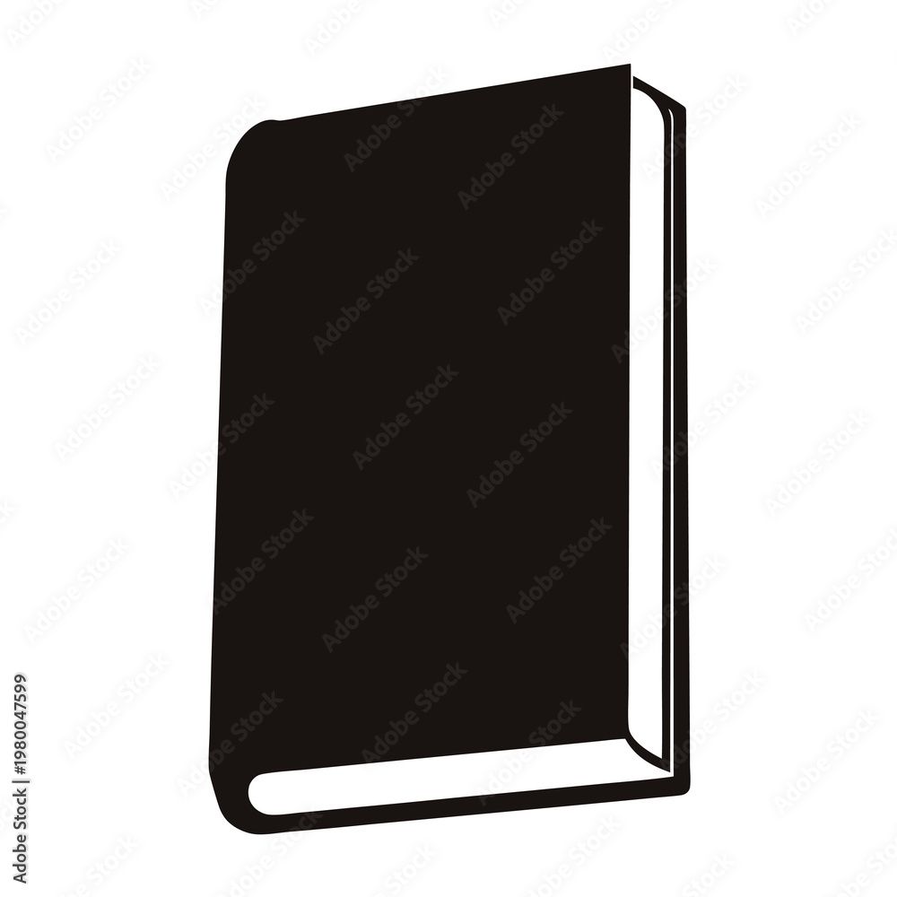 Fototapeta premium Silhouette of a standing black book with a white background image