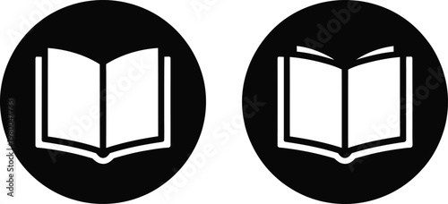 Two flat circular icons representing open books for use in educational interfaces and library navigation menus