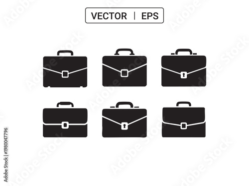 Briefcase bag vector icons set. simple flat design style. high quality vector illustration eps.