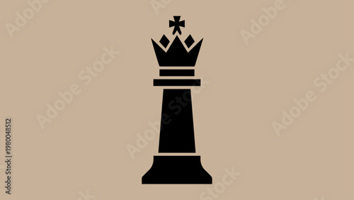 Black chess king silhouette on subtle striped background with board game strategy silhouette illustration minimalist abstract