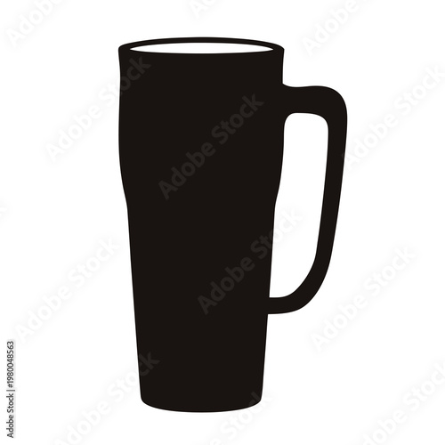 Silhouette illustration of a tall insulated mug with handle for drinks