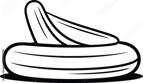 A simple black and white line drawing of a folded cloth napkin sitting on a table