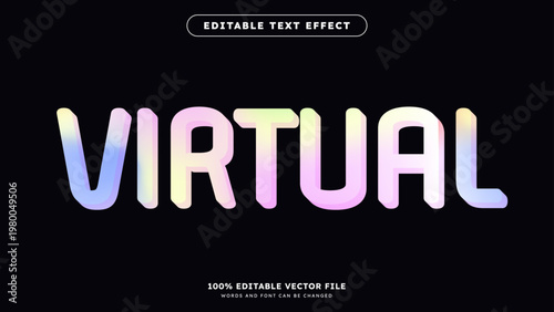 Virtual gradient text effect editable holographic modern typography style