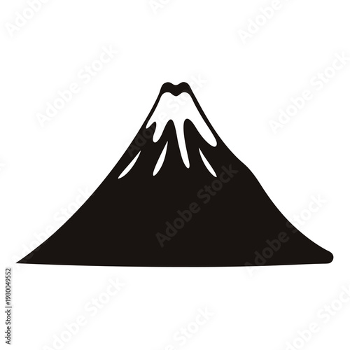 Simple monochrome illustration of a mountain peak capped with snow and ice