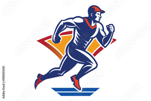 sports runner logo vector on white background