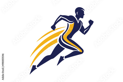 sports runner logo vector on white background