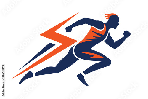 sports runner logo vector on white background