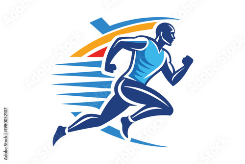 sports runner logo vector on white background