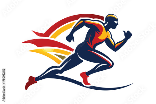 sports runner logo vector on white background