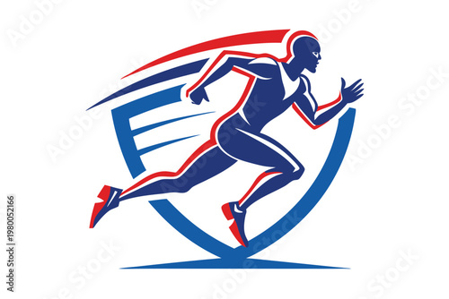 sports runner logo vector on white background