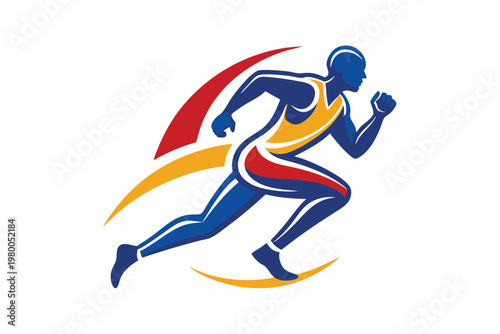 sports runner logo vector on white background