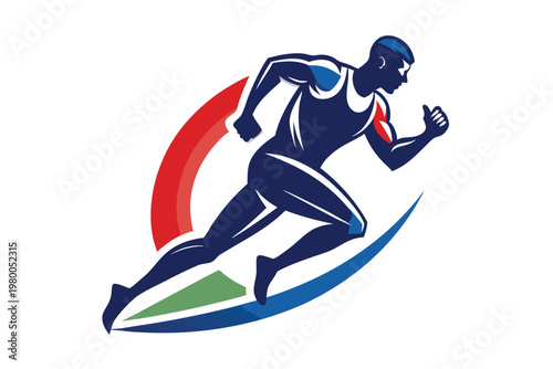 sports runner logo vector on white background