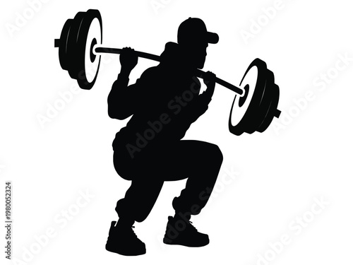 A person doing squats with a barbell