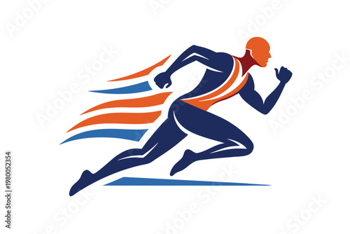 sports runner logo vector on white background
