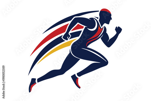 sports runner logo vector on white background