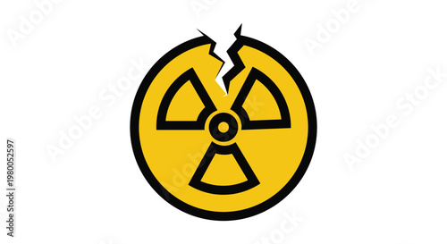 Broken Nuclear Radiation Warning Symbol Crisis Danger Environmental Disaster Risk Concept Vector Illustration