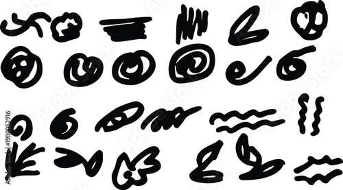 Hand Drawn Black Ink Doodle Elements Collection For Creative Graphic Design And Sketchy Art Projects